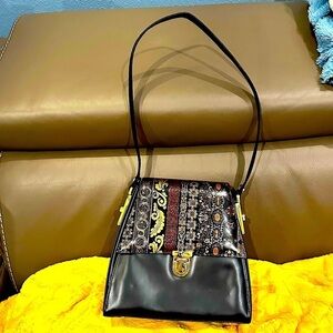 Vintage bag shoulder bag Vera Pelle Calja bag Italian leather baroque purse